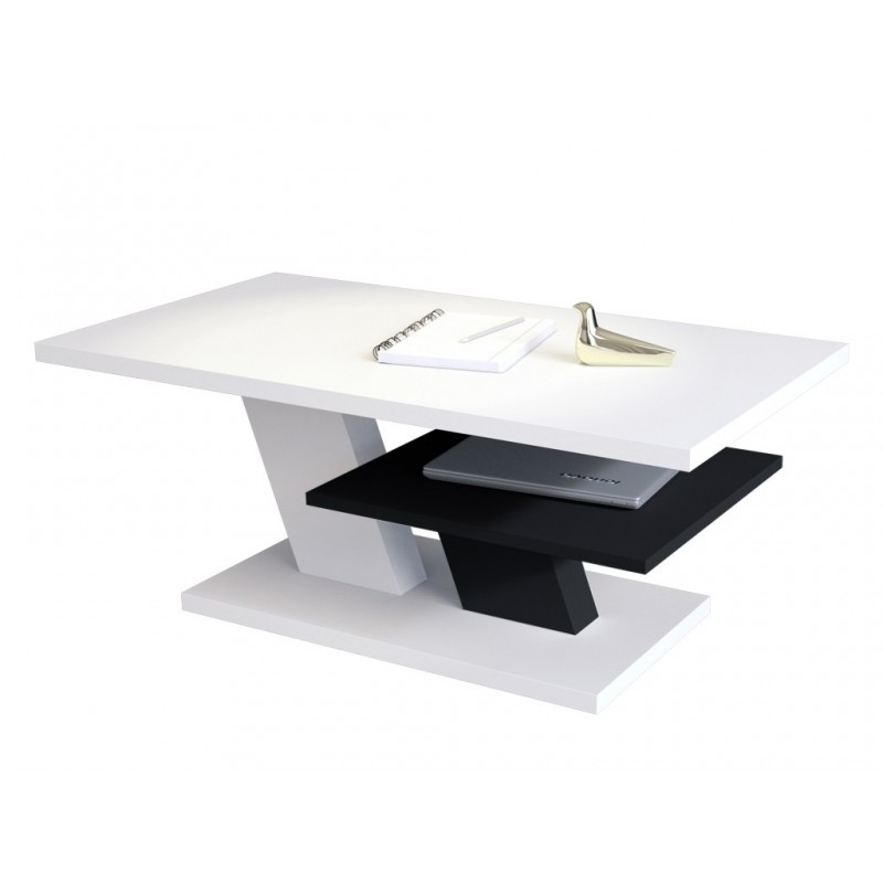 CLIFF MAT bílý + černý, konferenční stolek, černobílý