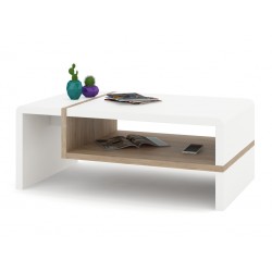 FOLK bílá / dub sonoma, konferenční stolek, černobílý, obdélníkový, lamino, moderni
