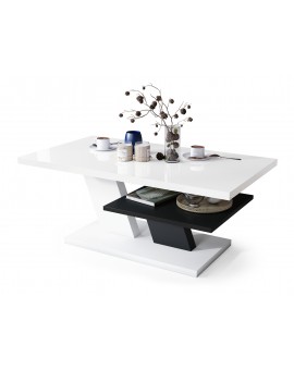 CLIFF bílý lesk + černý, konferenční stolek, černobílý